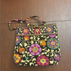 Vera Bradley Suzani Pattern Black and Pink Floral Tote Bag with Double Handles